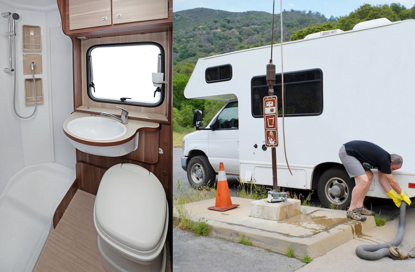 Portable RV/camper toilet and holding tank setup in Duluth, Minnesota