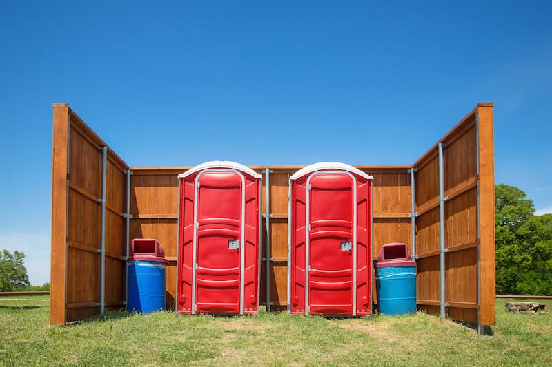 Short-term porta potty units staged for delivery in Duluth, Minnesota